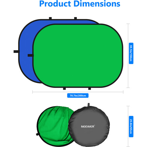 Neewer Collapsible Reversible Background 150X200CM Blue &Green