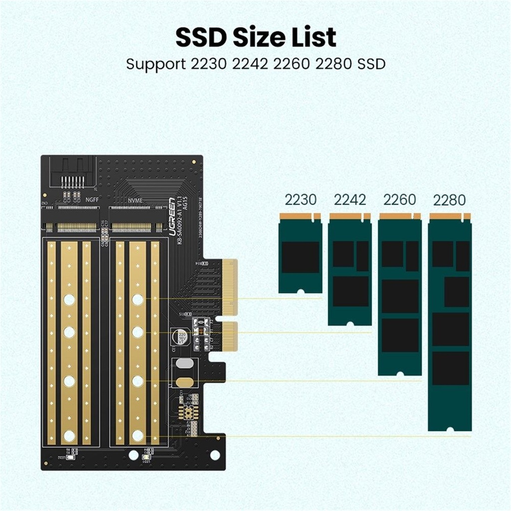 UGREEN 70504 M.2 NVME to PCI-E3.0 Express Card with M.2 SATA
