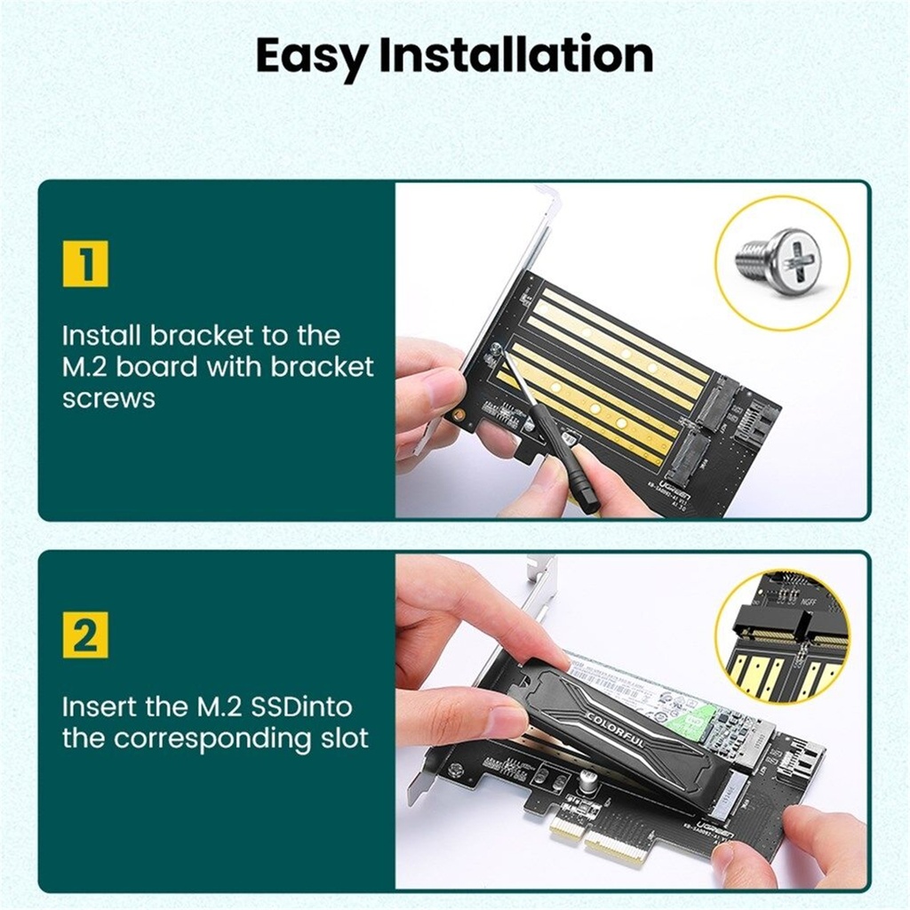 UGREEN 70504 M.2 NVME to PCI-E3.0 Express Card with M.2 SATA