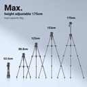 UGREEN 15187 - Camera Tripod with 53.5-175 cm Height, Lightweight and Portable Travel Tripod, Aluminium Tripod with Mobile Phone Holder and Travel Bag