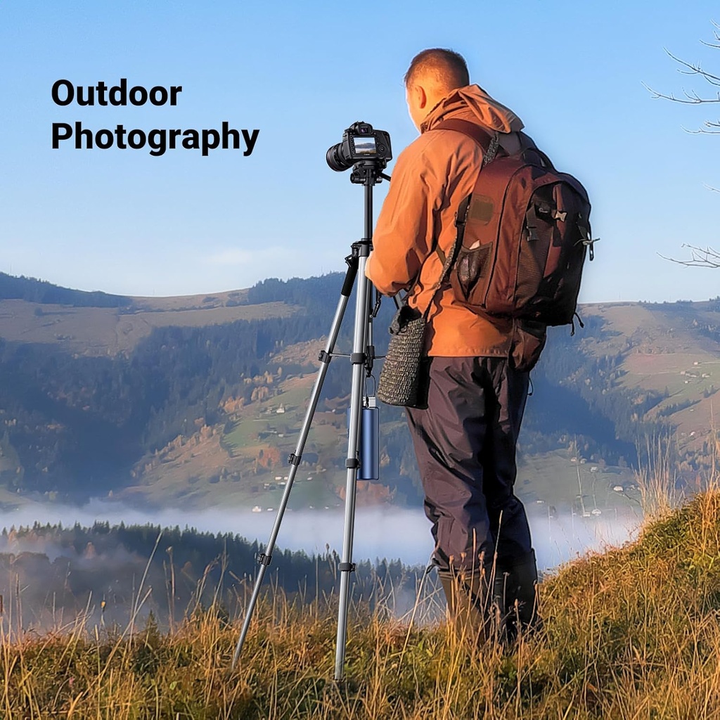 UGREEN 15187 - Camera Tripod with 53.5-175 cm Height, Lightweight and Portable Travel Tripod, Aluminium Tripod with Mobile Phone Holder and Travel Bag