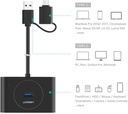 UGREEN 40850 - 2-in-1 4-Port USB 3.0 to USB-C and USB-A with 5Gbps Data Speed and OTG Function Compatible (1M) - Black