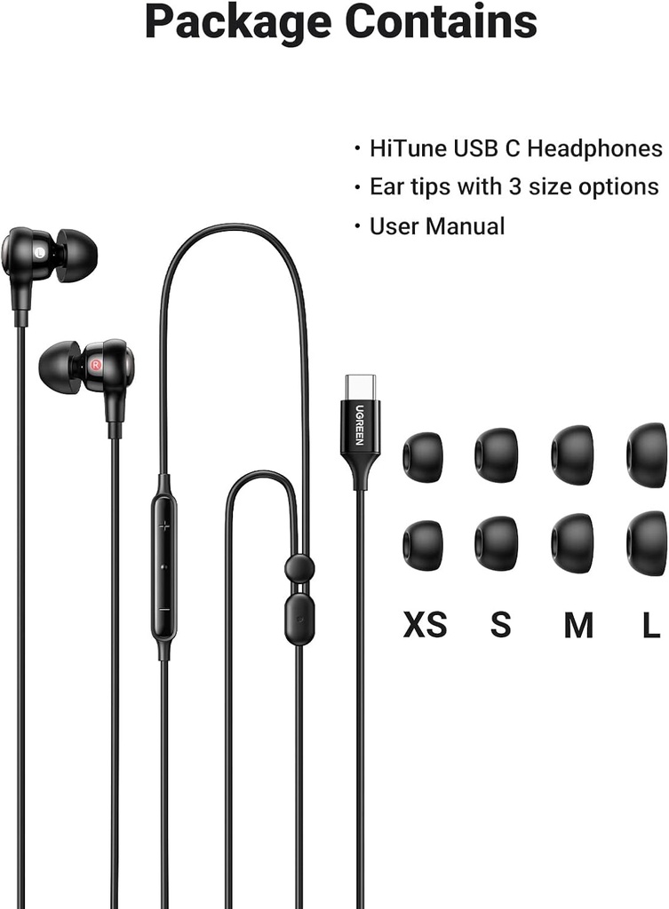 UGREEN 30638 - HiTune USB C Headphones with Microphone Type C Wired Earphones