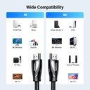 UGREEN 80403 - 8K HDMI Cable 2.1 6.6FT, 48Gbps Ultra High Speed Braided HDMI Cord 10K 8K@60Hz 4K@240Hz, eARC HDR10