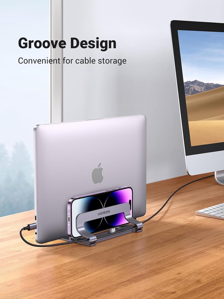 UGREEN 60643 Vertical Laptop Stand Holder Desk Dual Aluminum Dock