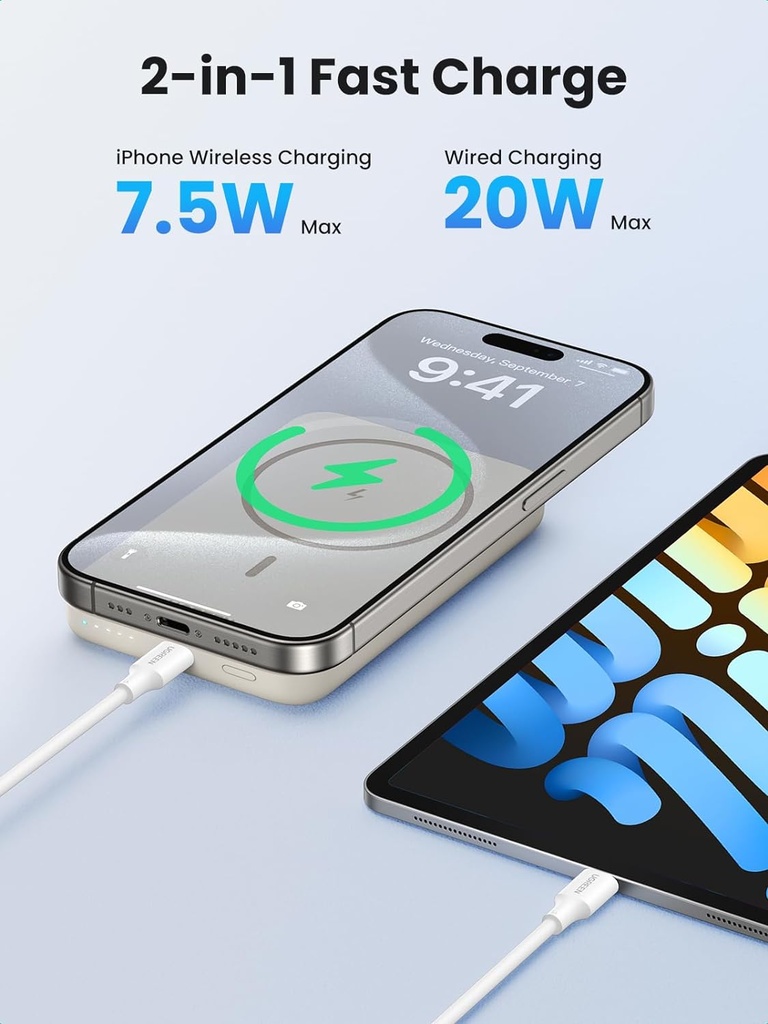UGREEN 25208 -  Magnetic Power Bank, 10,000mAh Wireless Portable Charger, PD 20W Fast Charging Battery Pack with USB-C for Magsafe