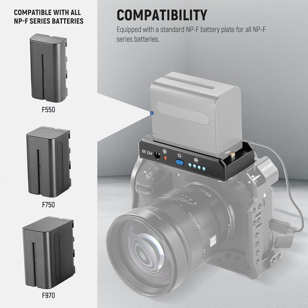 NEEWER NP-F Battery Adapter Plate for DSLR & Mirrorless Cameras, with LED Power Indicators 10101620