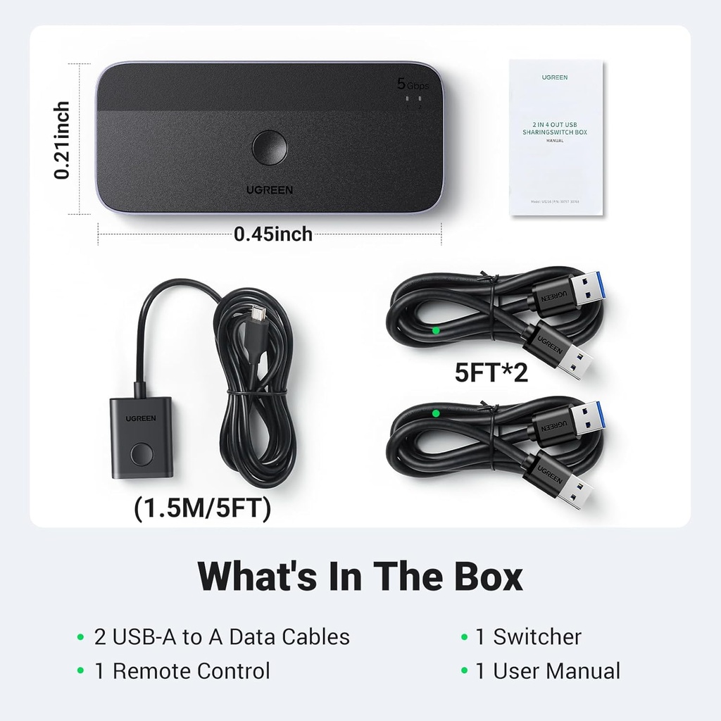 UGREEN 15705 - USB 3.0 Switch 2 Computers Sharing USB C & A Devices
