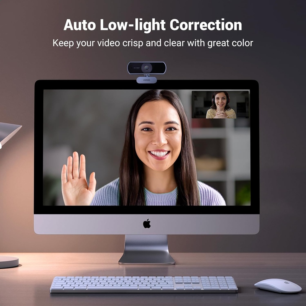 UGREEN 15728 - 1080P Webcam with Microphone, Full HD USB Web Camera, Adjustable FOV, Noise-Canceling, Plug and Play