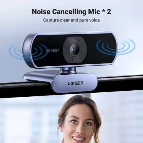 UGREEN 15728 - 1080P Webcam with Microphone, Full HD USB Web Camera, Adjustable FOV, Noise-Canceling, Plug and Play