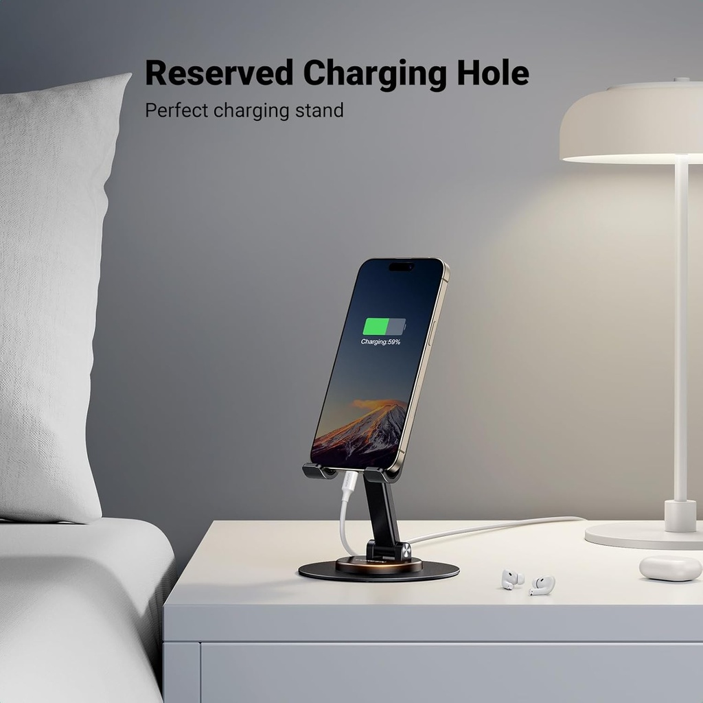 UGREEN 35152 - Phone Stand iPhone Desk Holder Swivel 360° Rotating Base Adjustable Height