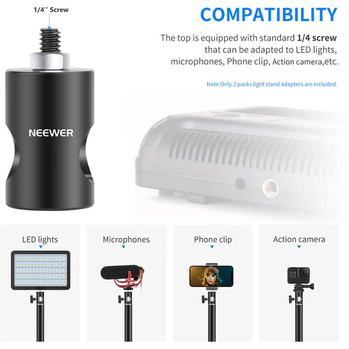 Neewer ST12 Rapid Multifunctional Light Stand Tip Adapter (2-Pack) 10099613