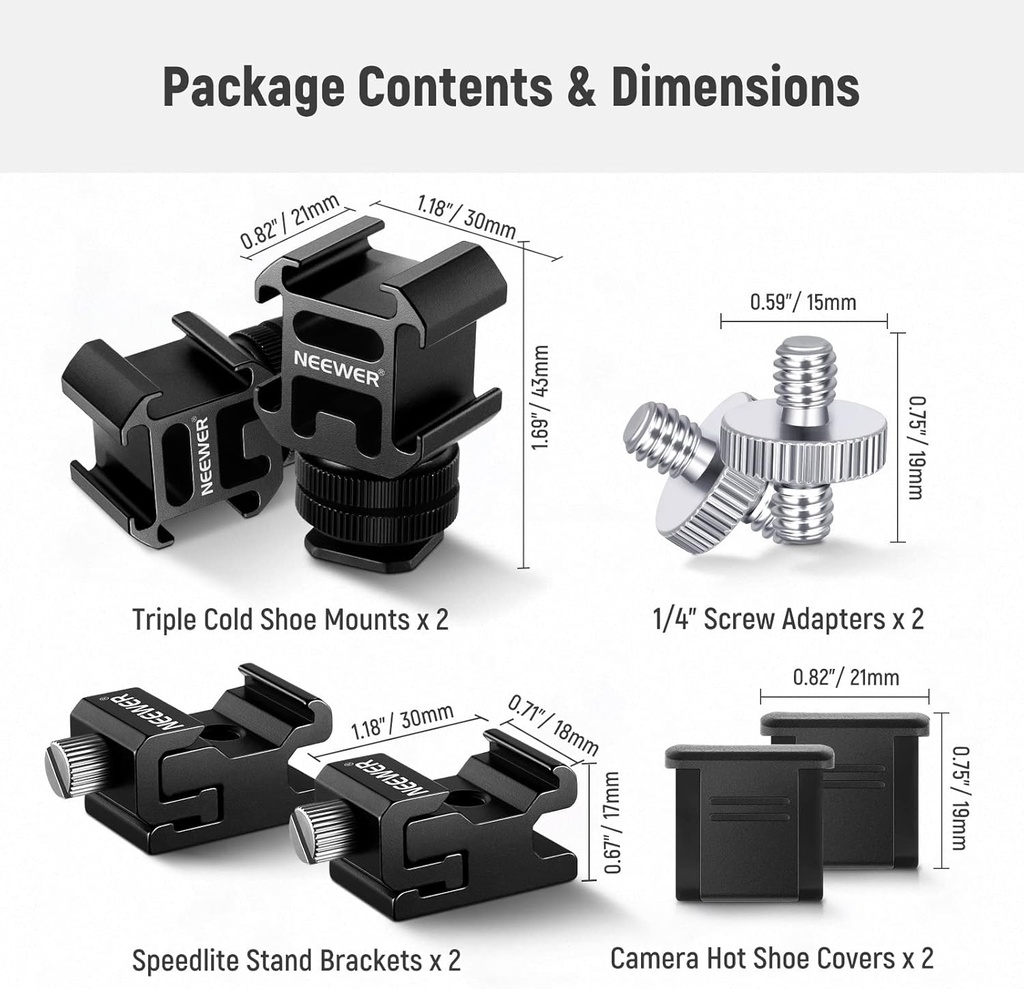 NEEWER 8 PCs Hot Shoe Mount Adapter Kit 10101180