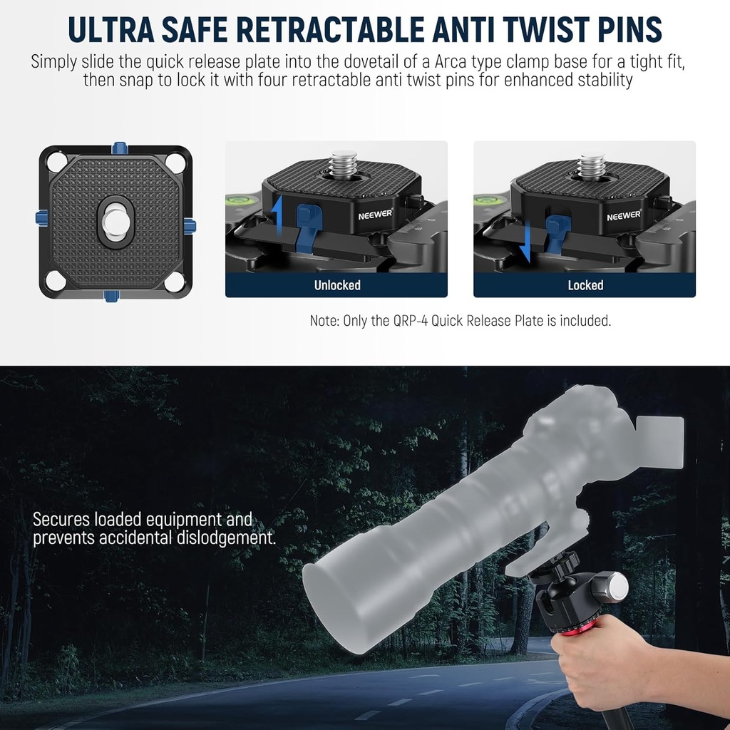 NEEWER Quick Release Plate 38mm Square Arca Type QR Camera Mount Plate 10104281