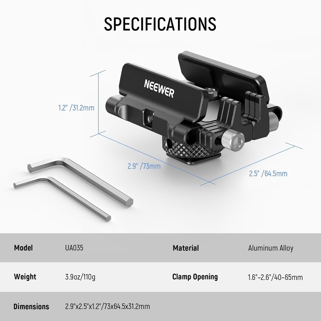 NEEWER Mount Bracket SSD Holder with Cold Shoe Cable Clamp