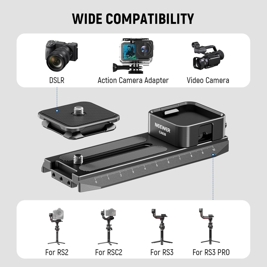 NEEWER Arca Type Quick Release System for Handheld Gimbals Max Load 10kg, CA026
