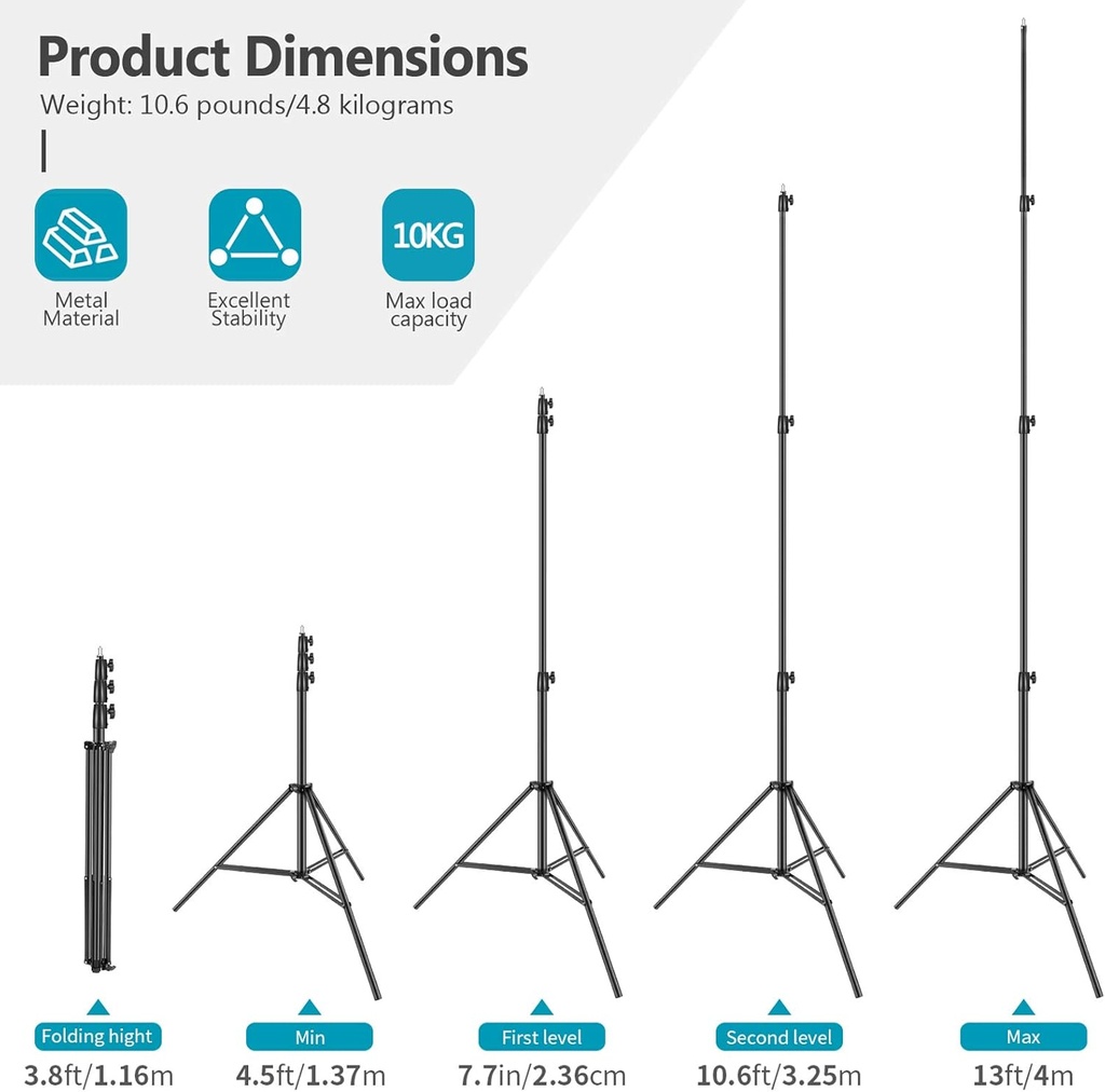 Neewer ST-400 Heavy- Air-Cushioned Duty Light Stand (Black, 13')(10096703)