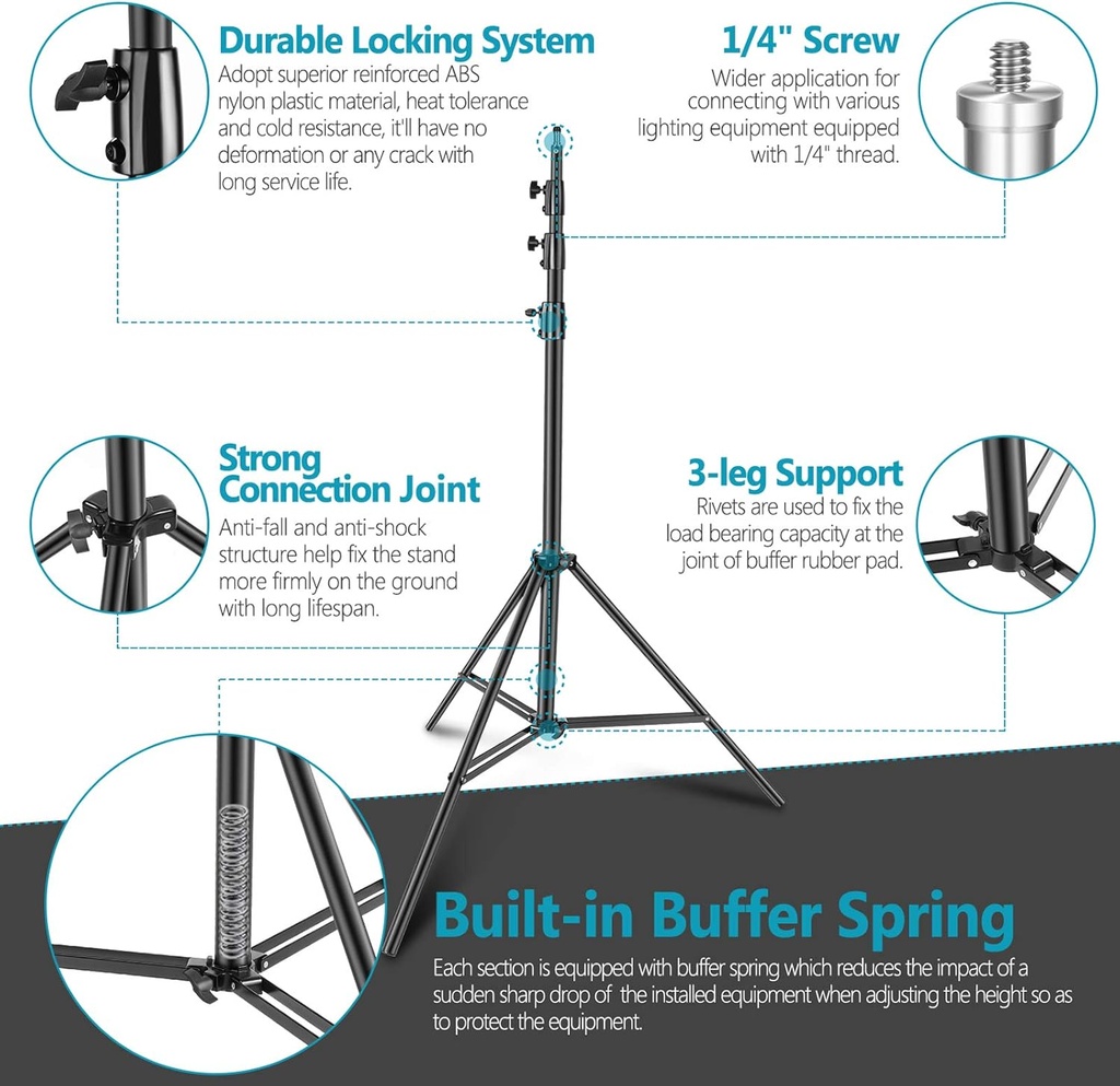 Neewer ST-400 Heavy- Air-Cushioned Duty Light Stand (Black, 13')(10096703)