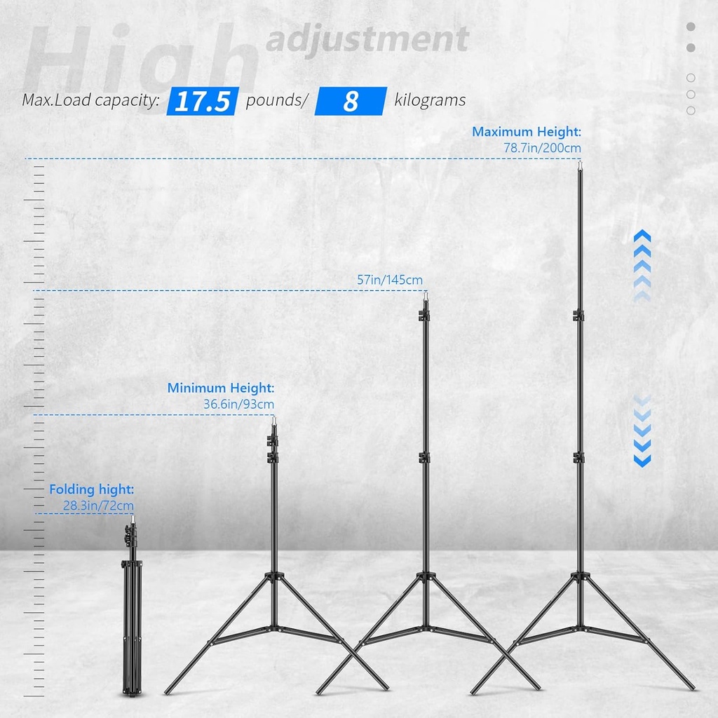 Neewer Photography Light Stand ST-200, 3-6.6ft/92-200cm Adjustable Sturdy Tripod Stand for Reflectors, Softboxes, Lights, Umbrellas, Load Capacity: 17.6lb/8kg(10090346)