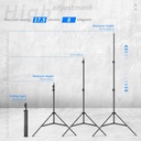 Neewer Photography Light Stand ST-200, 3-6.6ft/92-200cm Adjustable Sturdy Tripod Stand for Reflectors, Softboxes, Lights, Umbrellas, Load Capacity: 17.6lb/8kg(10090346)