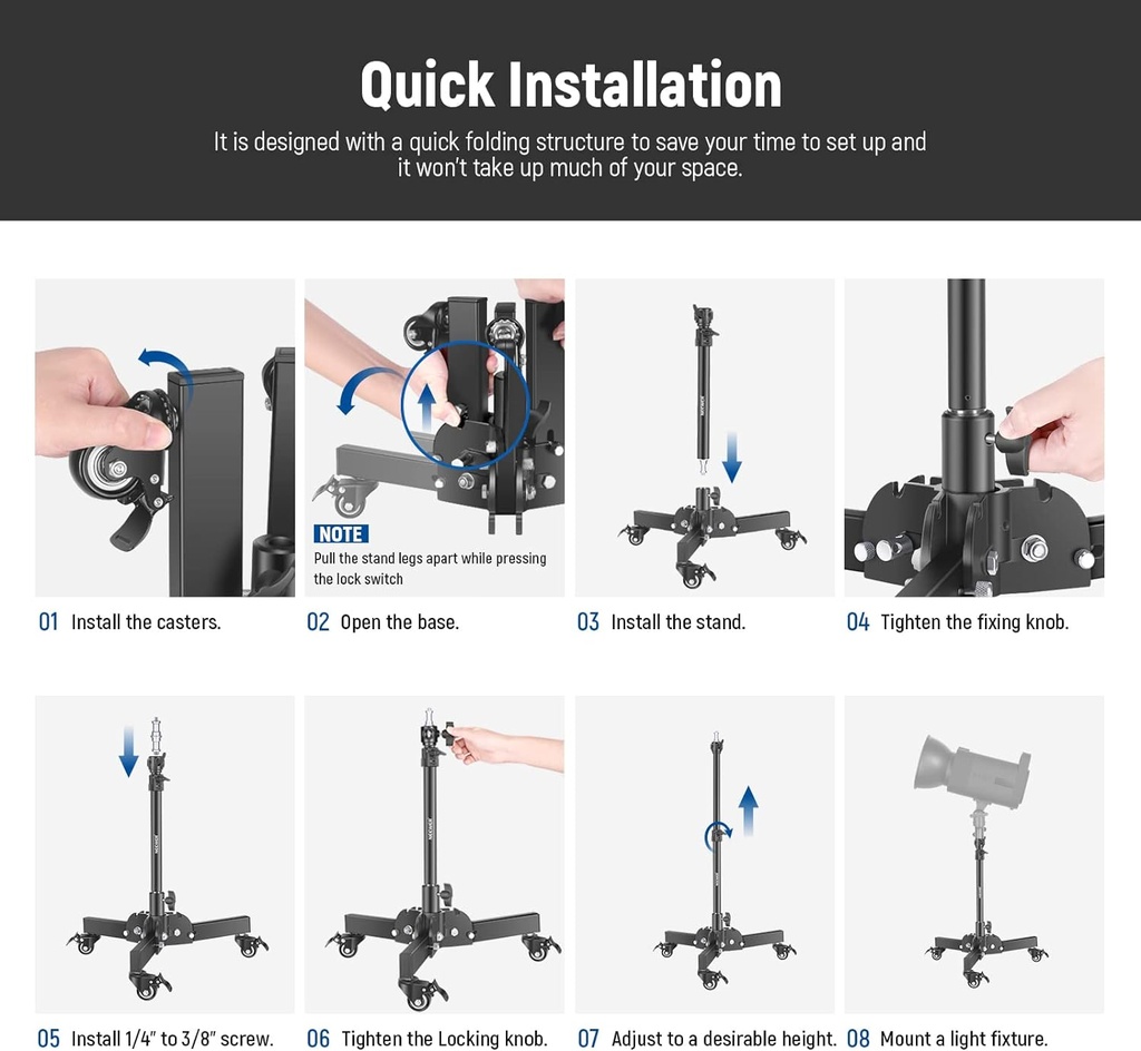 NEEWER Heavy Duty Light Stand with Wheels 10098442