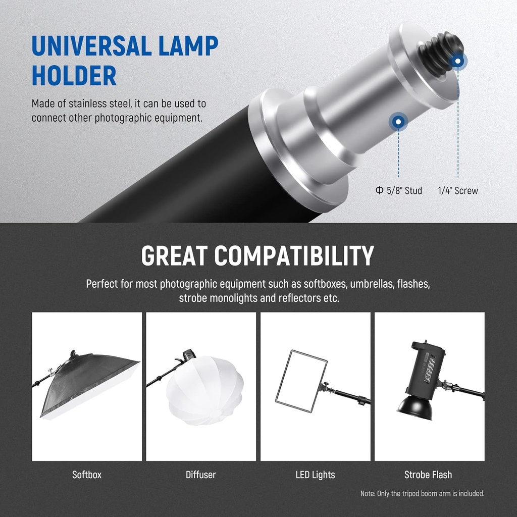 NEEWER Tripod Boom Arm 90 to 156cm with 1.5kg Counterweight and Sandbag 10101279