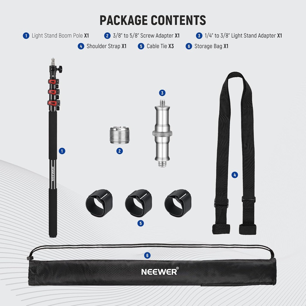 NEEWER 230cm Boom Pole Stand, Portable Telescopic Aluminum Handheld Light Stand 10102212