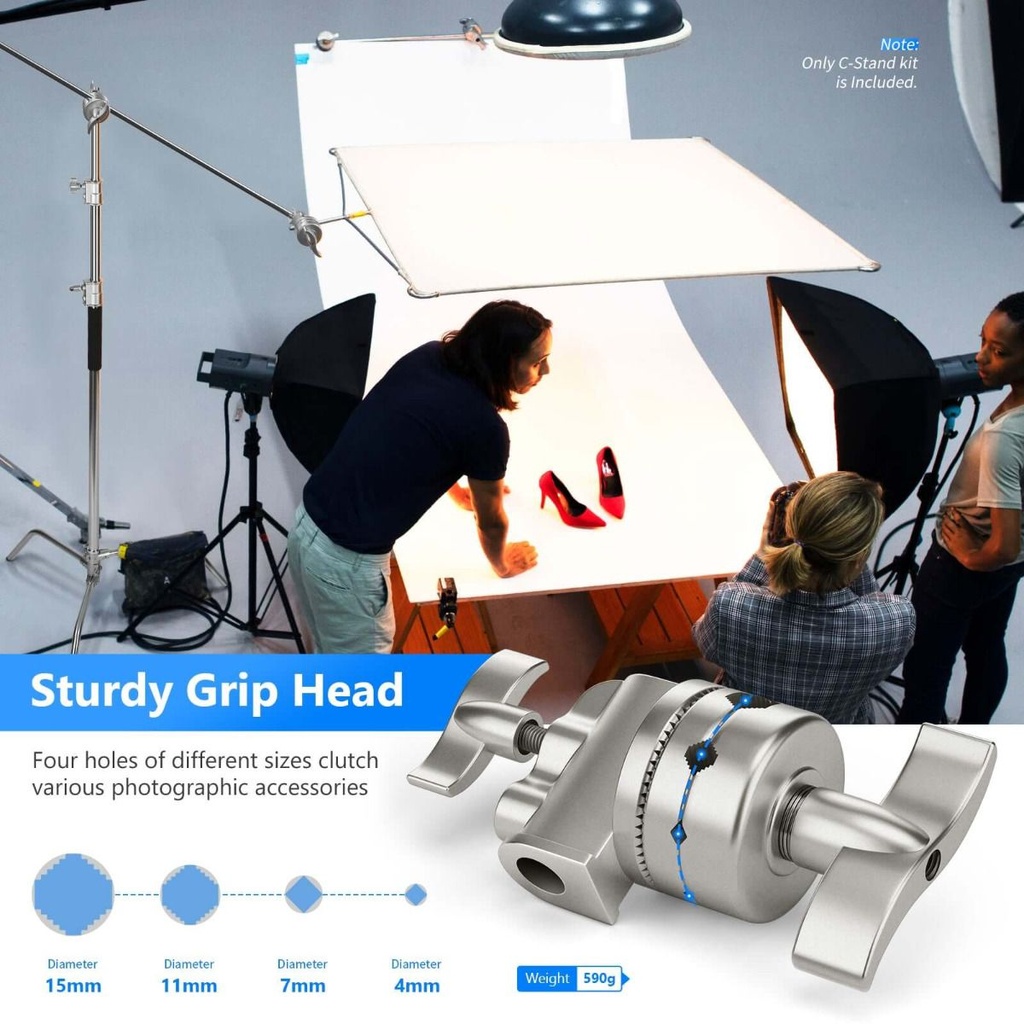 NEEWER 320cm Stainless Steel C-Stand with Boom Arm 10103338