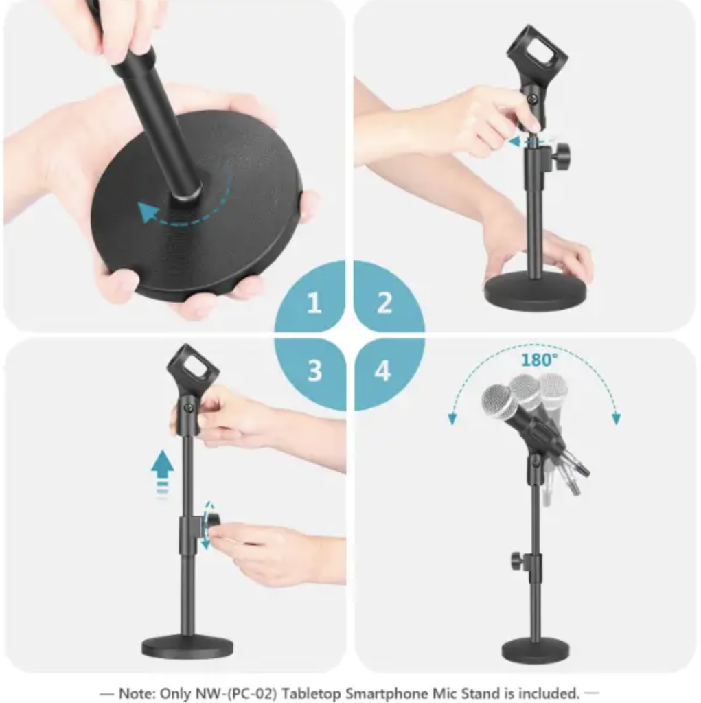 NEEWER Stable Desktop Mic Stand with Black Iron Base 21000018