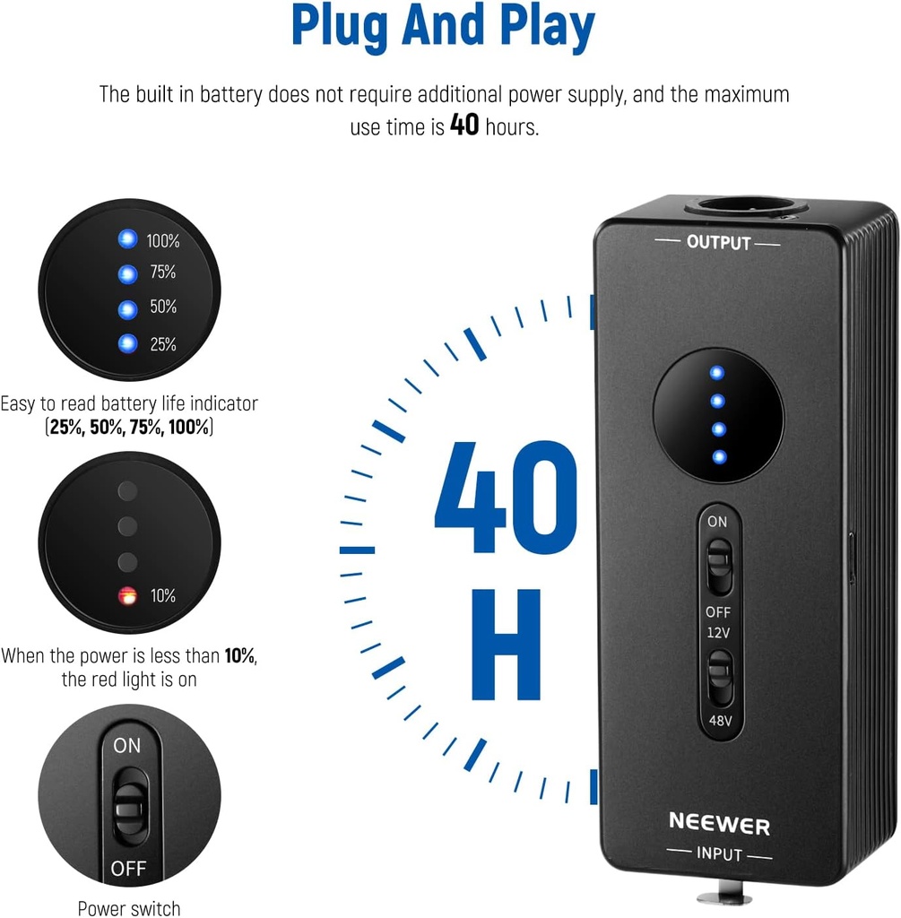 NEEWER Phantom Power Convertible 48V/12V Output 21000049