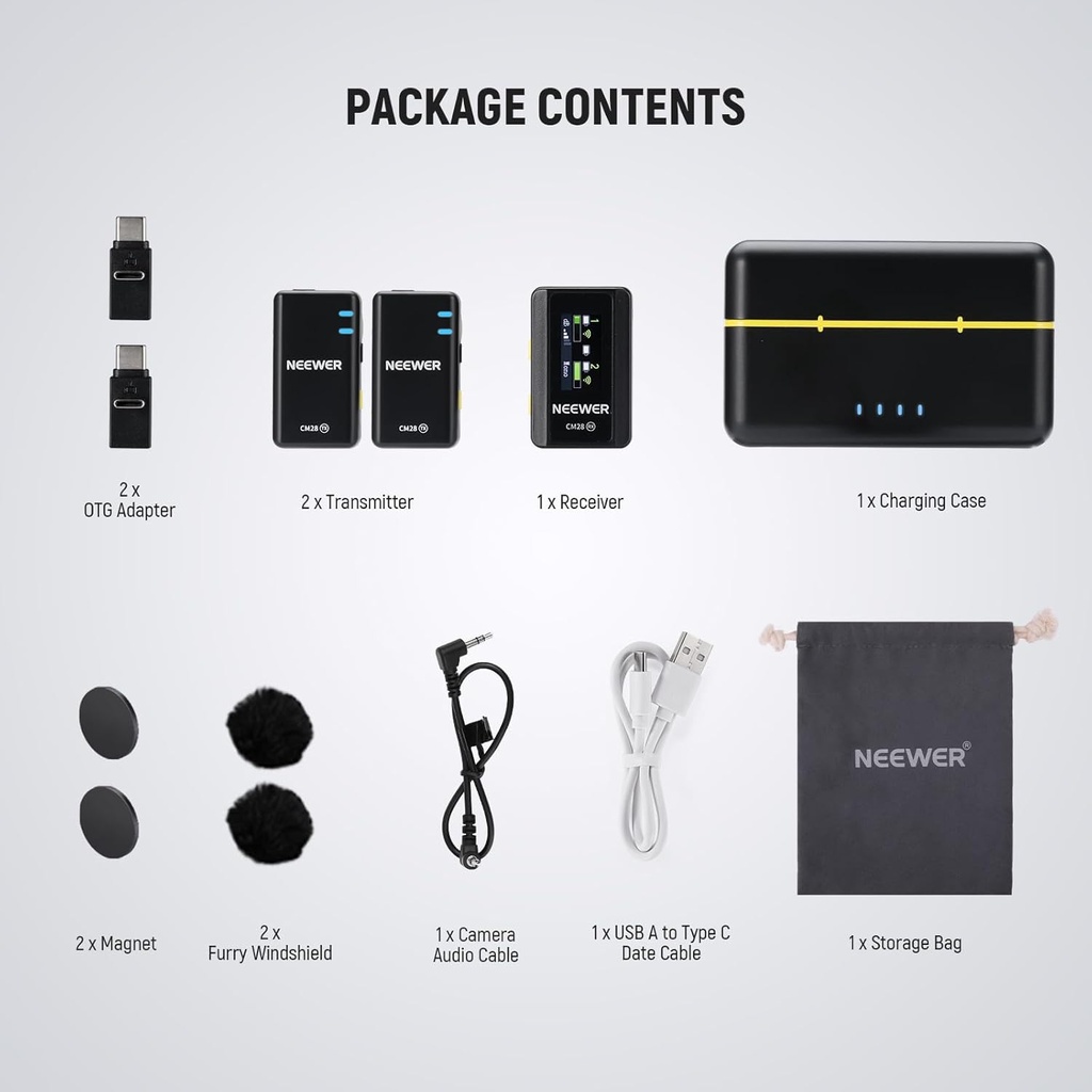 NEEWER CM28 Wireless Lavalier Lapel Microphone with Charging Case 21000061