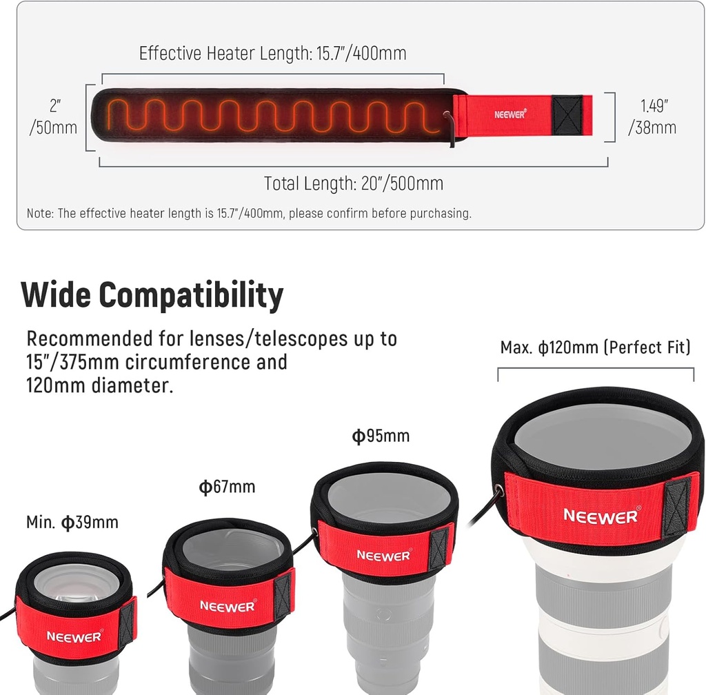 NEEWER 500MM LENS USB HEATER WARMER DEW 33000032