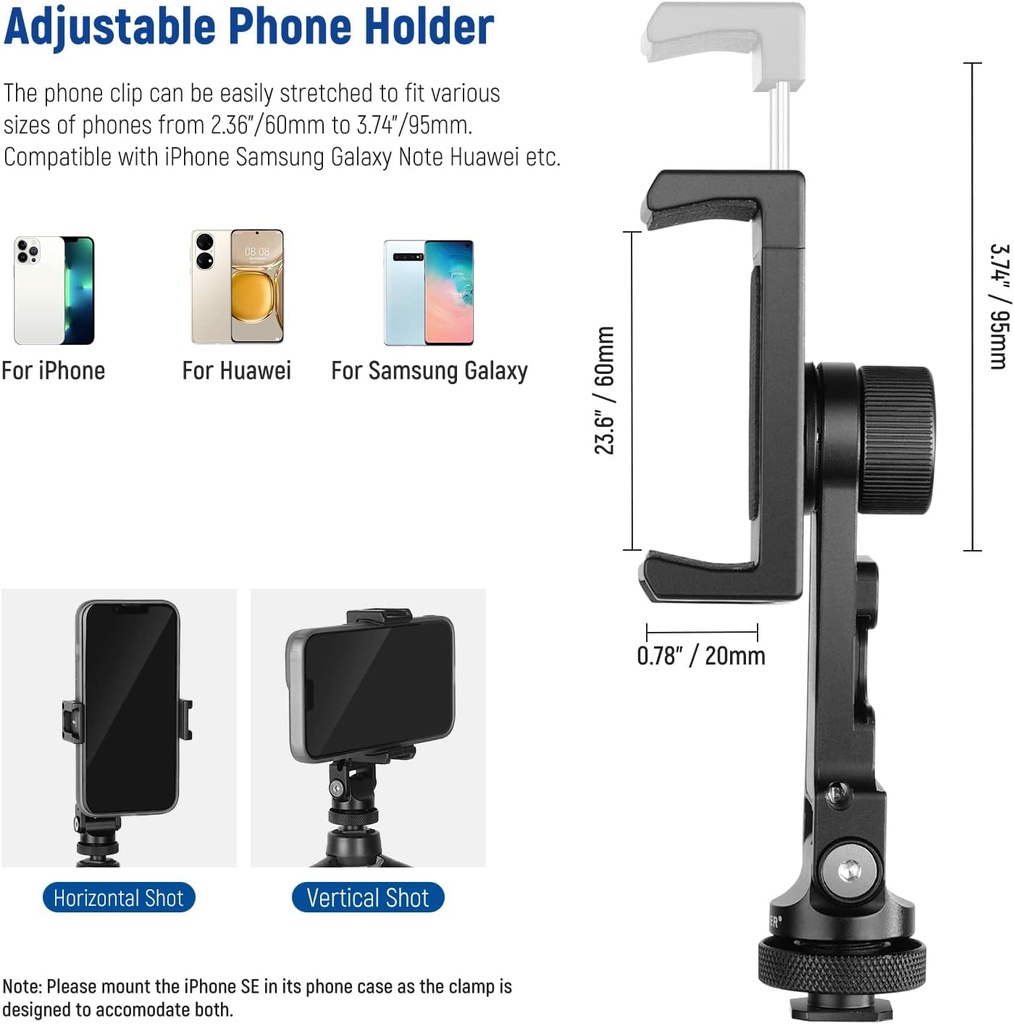 NEEWER Metal Cell Phone Tripod Mount Adapter with 4 Cold Shoes 10101666