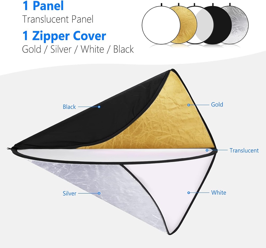 NEEWER 60 Centimeter Light Reflector Light Diffuser 5 in 1 10000675