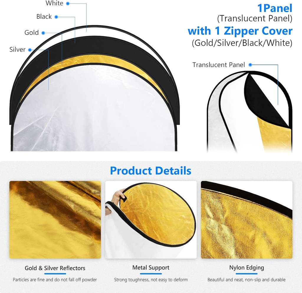 NEEWER 60x90cm Light Reflectors for Photography, Portable 5 in 1  88008128