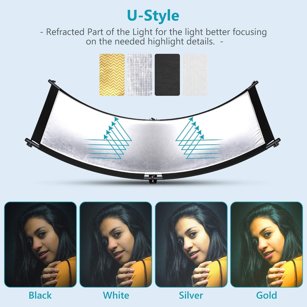 Neewer Clamshell Light Reflector Diffuser with 2M Light Stand and Carrying Bag,155x61cm 90096930