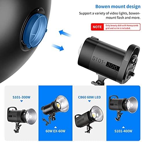 NEEWER 55cm Metal Beauty Dish Bowens Mount Reflector with White Diffuser 10092757