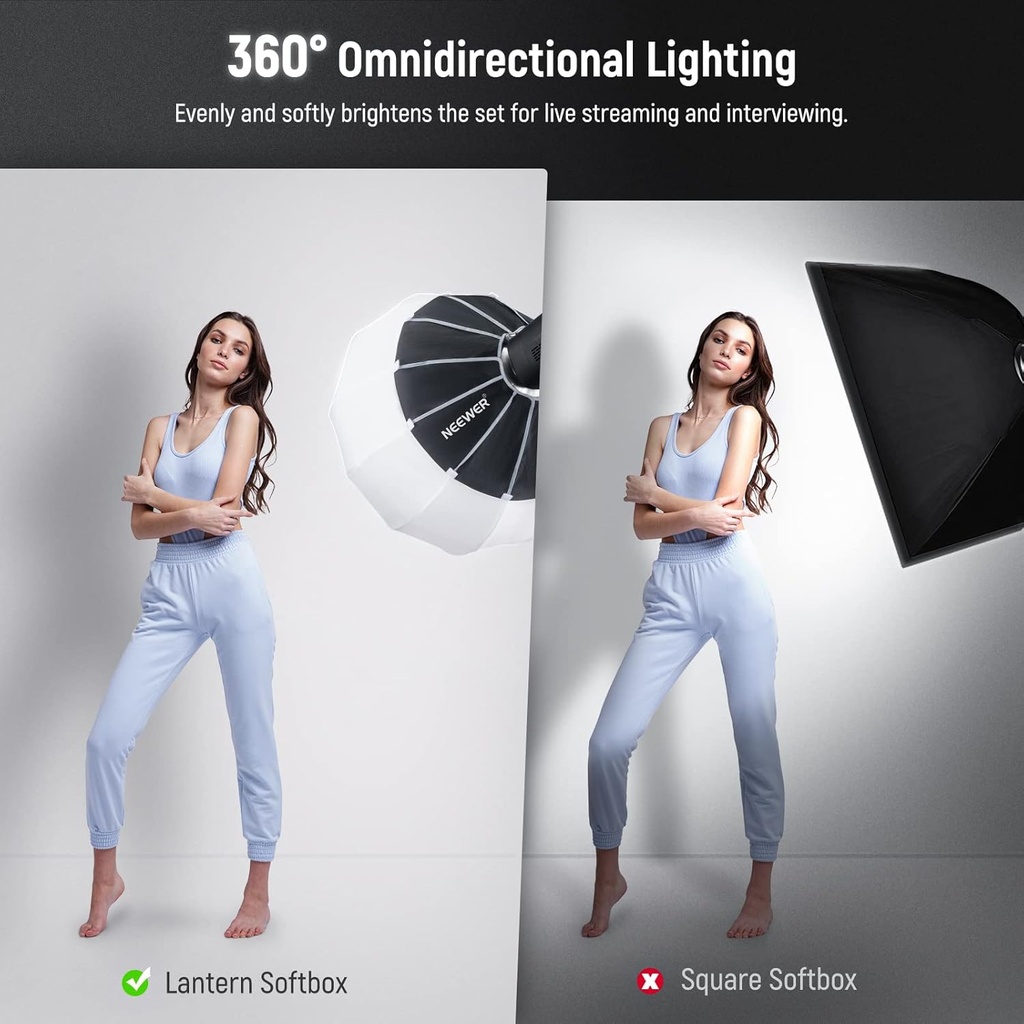 NEEWER 50CM QUICK RELEASE LANTERN SOFTBOX WITH FABRIC BARN DOORS 10101379
