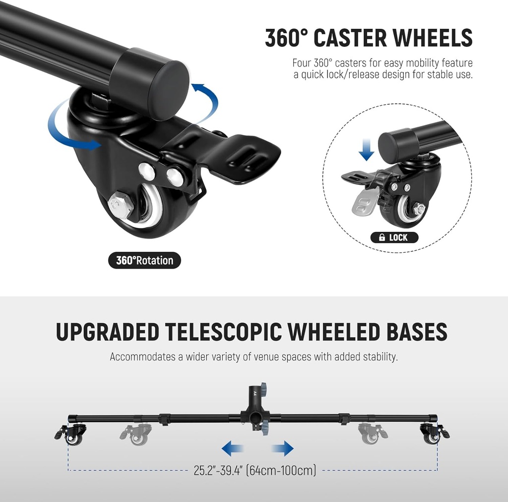 NEEWER Upgraded 3x2.1m Chroma Backdrop Stand with Casters 10104401
