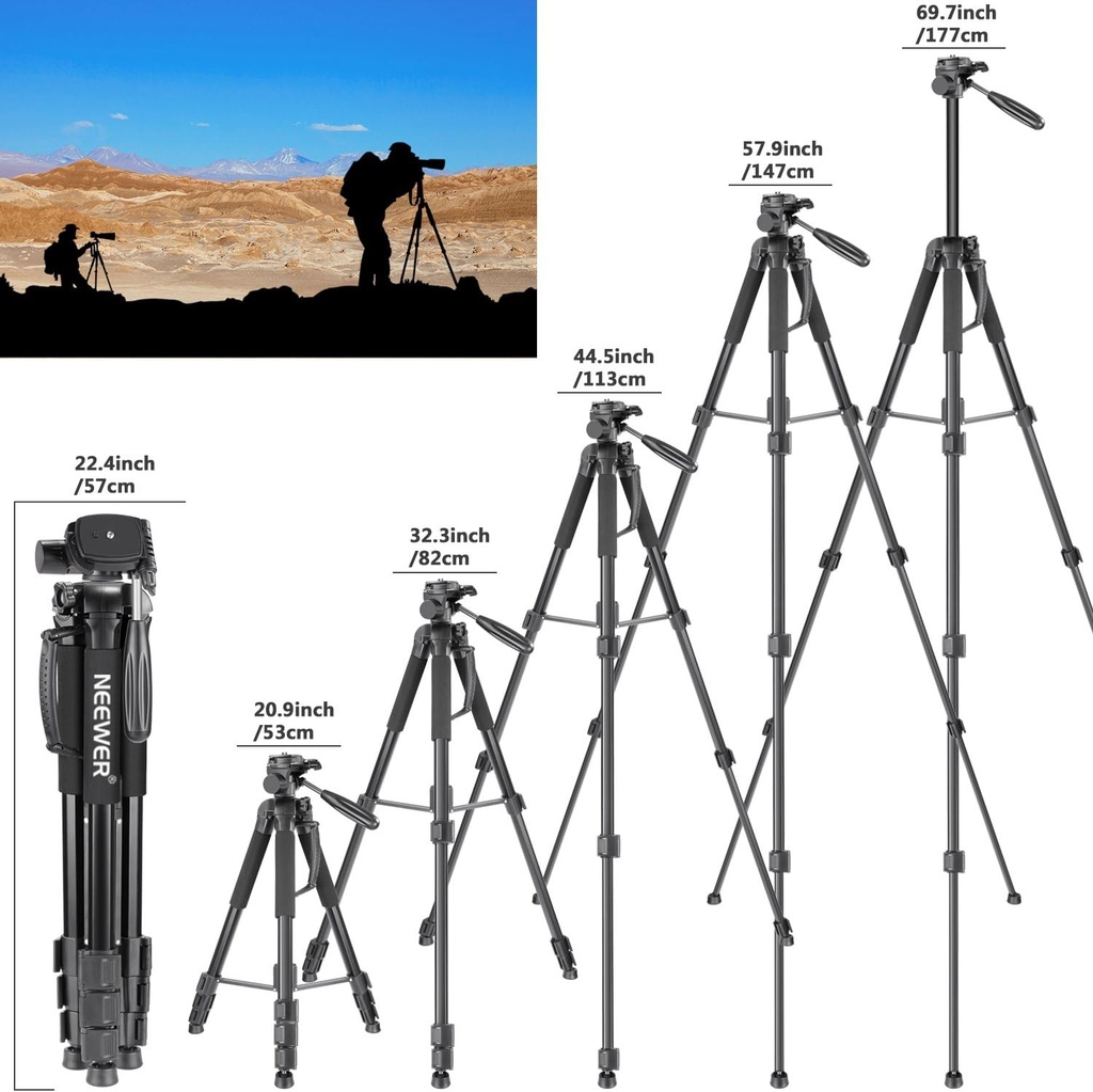 Neewer Portable Aluminum Alloy Camera 2-in-1 Tripod Monopod 10089015