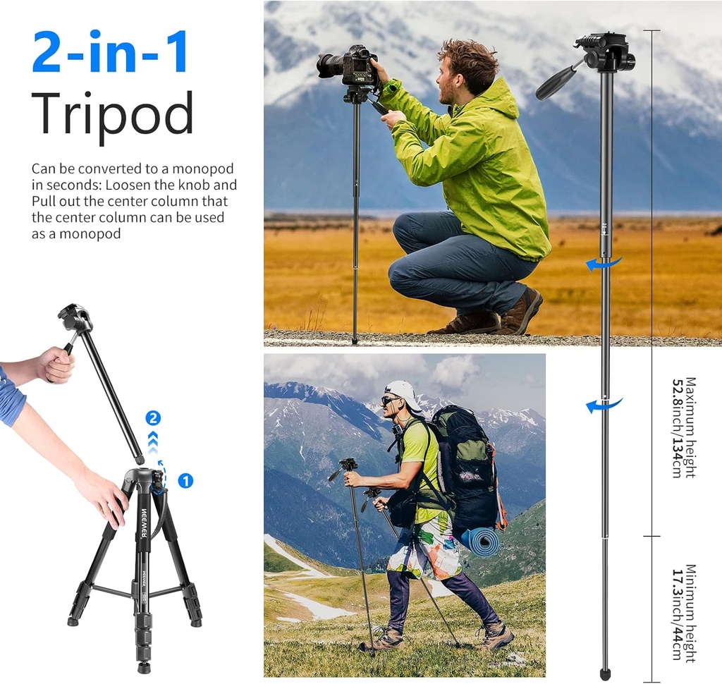 Neewer Portable Aluminum Alloy Camera 2-in-1 Tripod Monopod 10089015