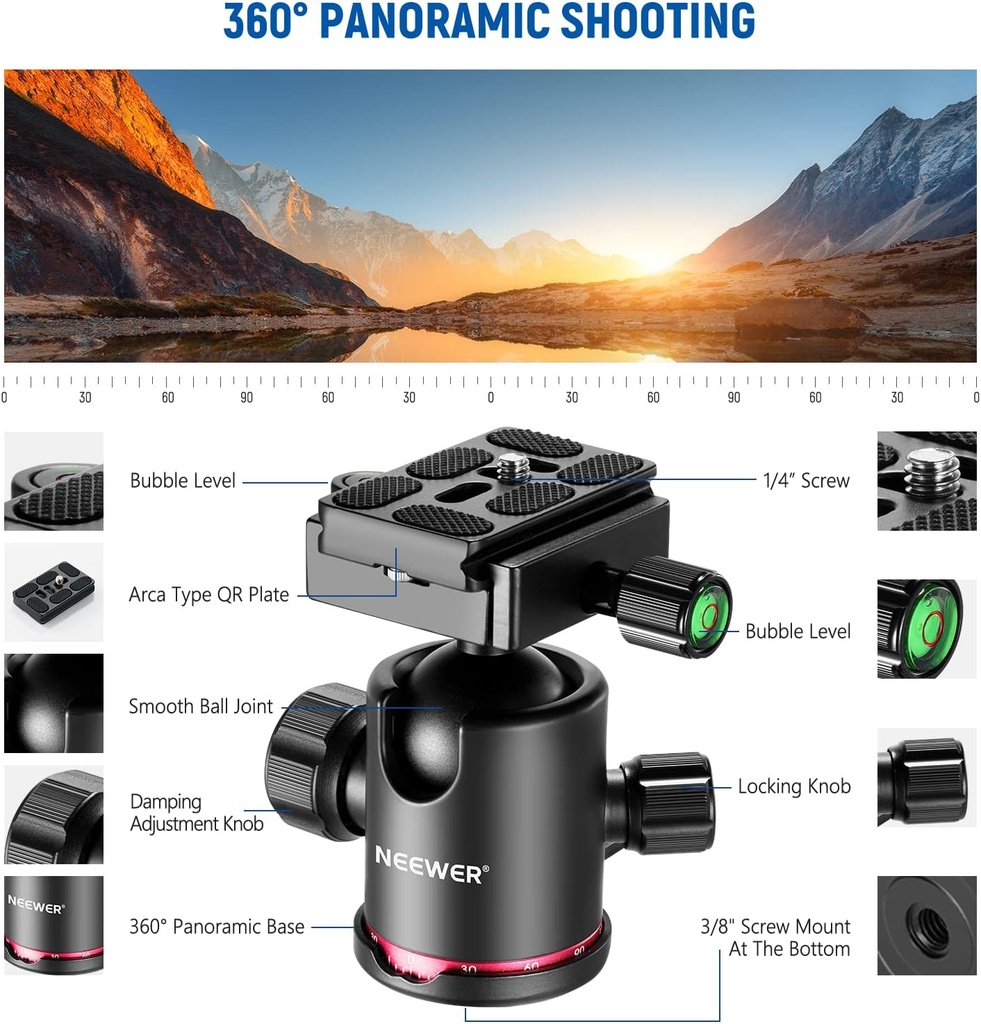 NEEWER Upgraded 200cm Carbon Fiber Camera Tripod Monopod with Telescopic 2 Section Center Axes 10101310