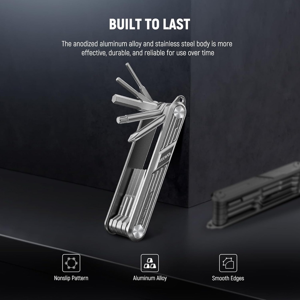NEEWER 10-IN-1 FOLDING TOOL SET WITH SCREWDRIVERS AND HEX KEY WRENCHES(SILVER) 10103287