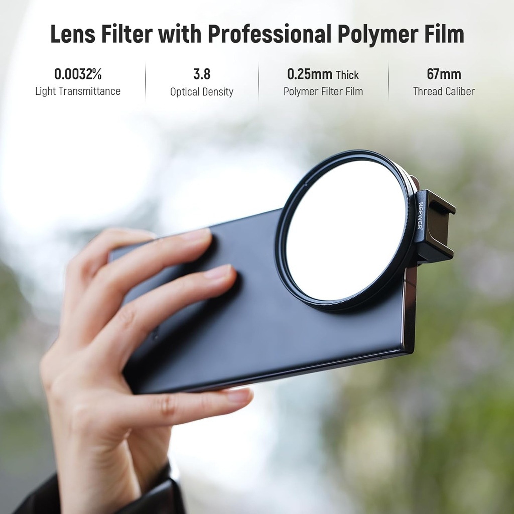NEEWER Clip On 67mm ND Phone Filter Kit, Optical Glasses & Polymer Safety Filter Film 10104079