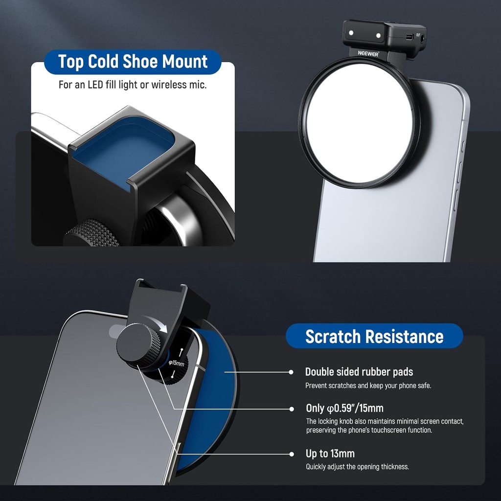 NEEWER Clip On 67mm ND Phone Filter Kit, Optical Glasses & Polymer Safety Filter Film 10104079