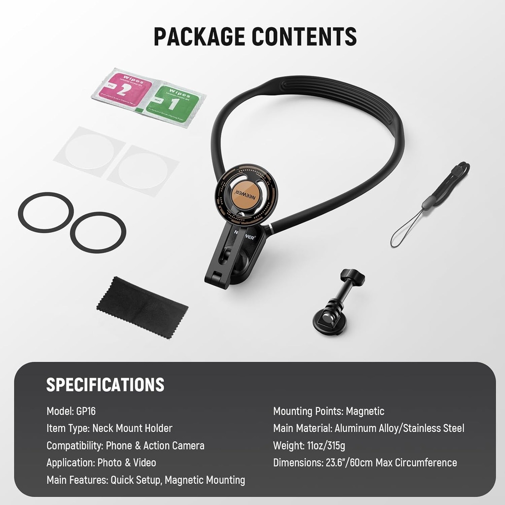 NEEWER Magnetic Neck Holder for Action Camera & Phone 10104245