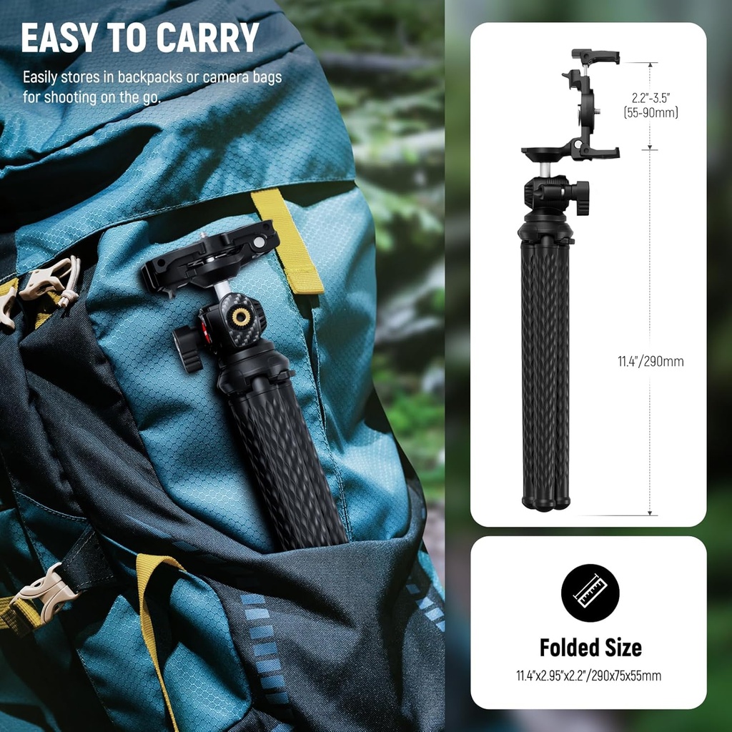 NEEWER Flexible Tripod with Remote, Mini Camera Phone Tripod Stand with Hidden Phone Holder & Action Camera Adapter 10103984