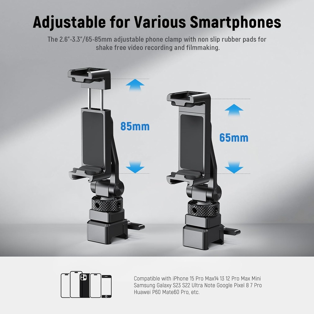Neewer Metal Phone Tripod Mount with Cold Shoe Mount and NATO Clamp for DJI Ronin Gimbal 10103112