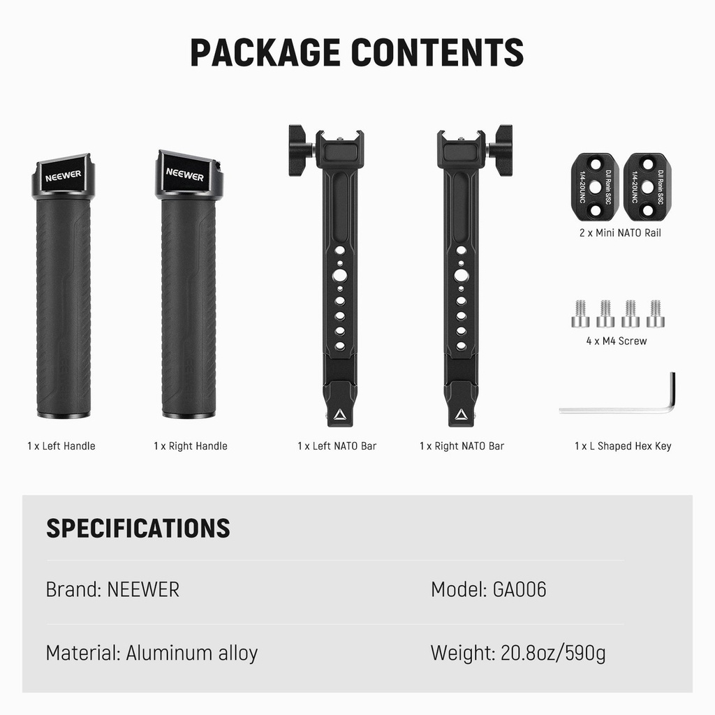 NEEWER GA006 Dual Handgrip for DJI RS4 RS4 Pro RS3 RS3 Pro RS2 RSC2 Ronin S SC 10103952