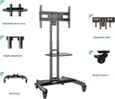 NB North Bayou Mobile TV Cart Rooling TV Stand with Wheels  AVA1500-60-1P (Black) for 32" to 75"